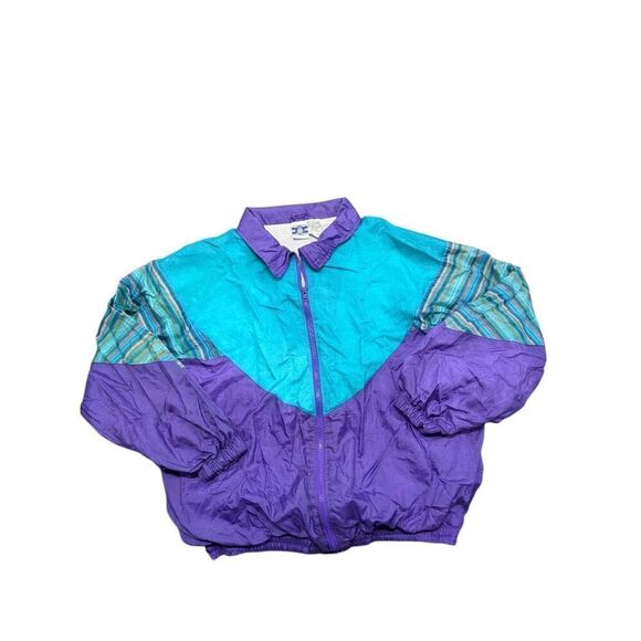 Vintage Pro Spirit 90's Nylon Zip Up Track Jacket Blue/Purple/Teal Women's Size - Picture 1 of 5